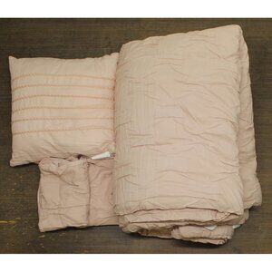 510 Design Diamond Pucker Woven 4-Piece Comforter Set Pink Full / Queen